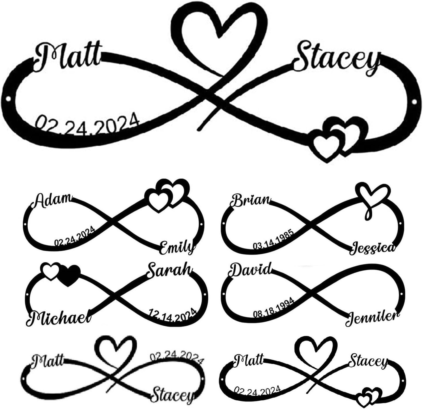 Personalized Wedding Gifts Infinity Sign - Personalized Infinity Heart Wall Decor - Engagement Gifts for Couples - Metal Signs Customized Gifts for Her Parents Women Mom Christmas Gifts