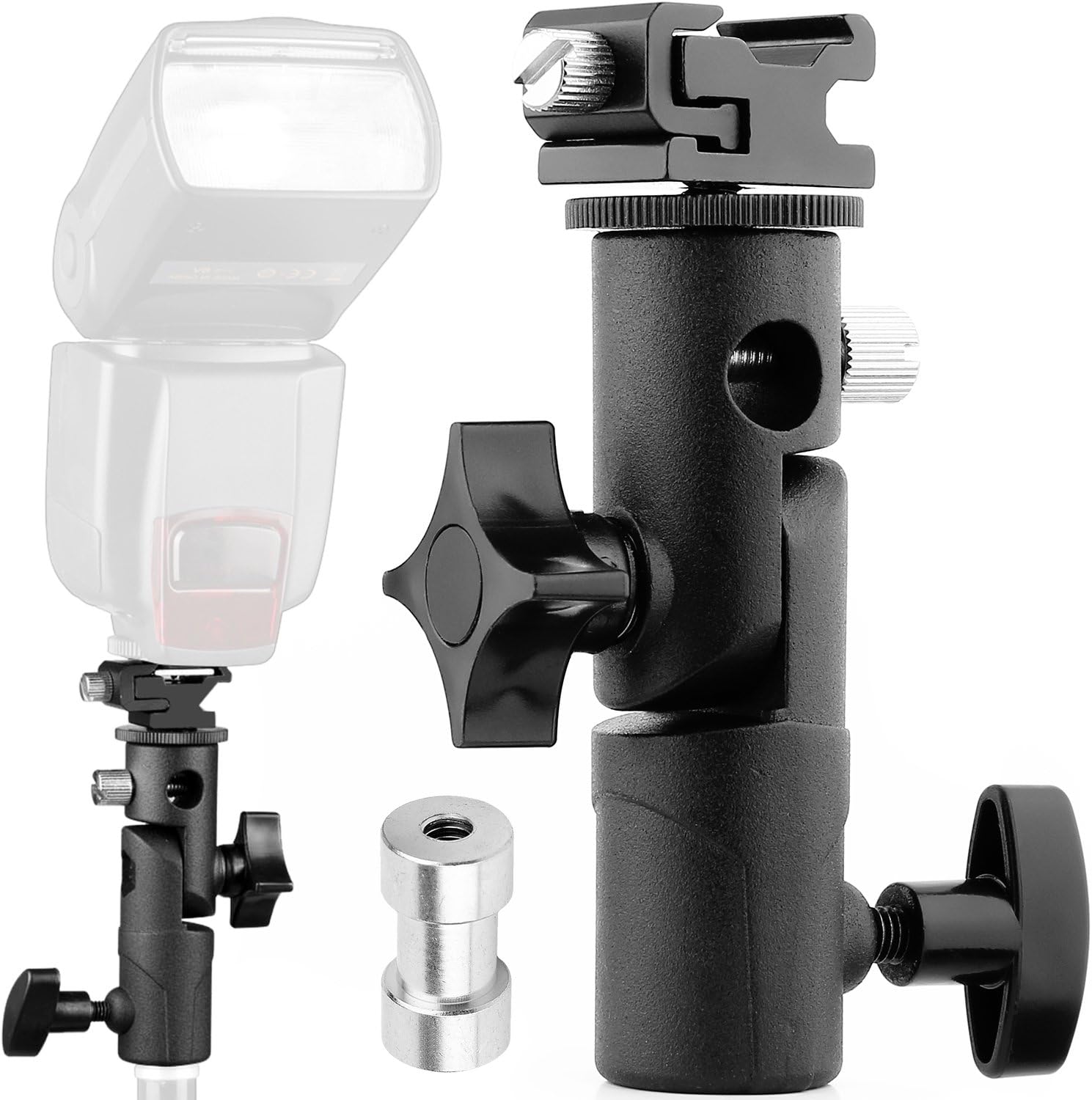 Anwenk Camera Flash Speedlite Mount Swivel Light Stand Bracket with Umbrella Reflector Holder for Camera DSLR, Compatible with Canon/Nikon/Pentax/Olympus and Other DSLR Flashes Studio Light LED Light