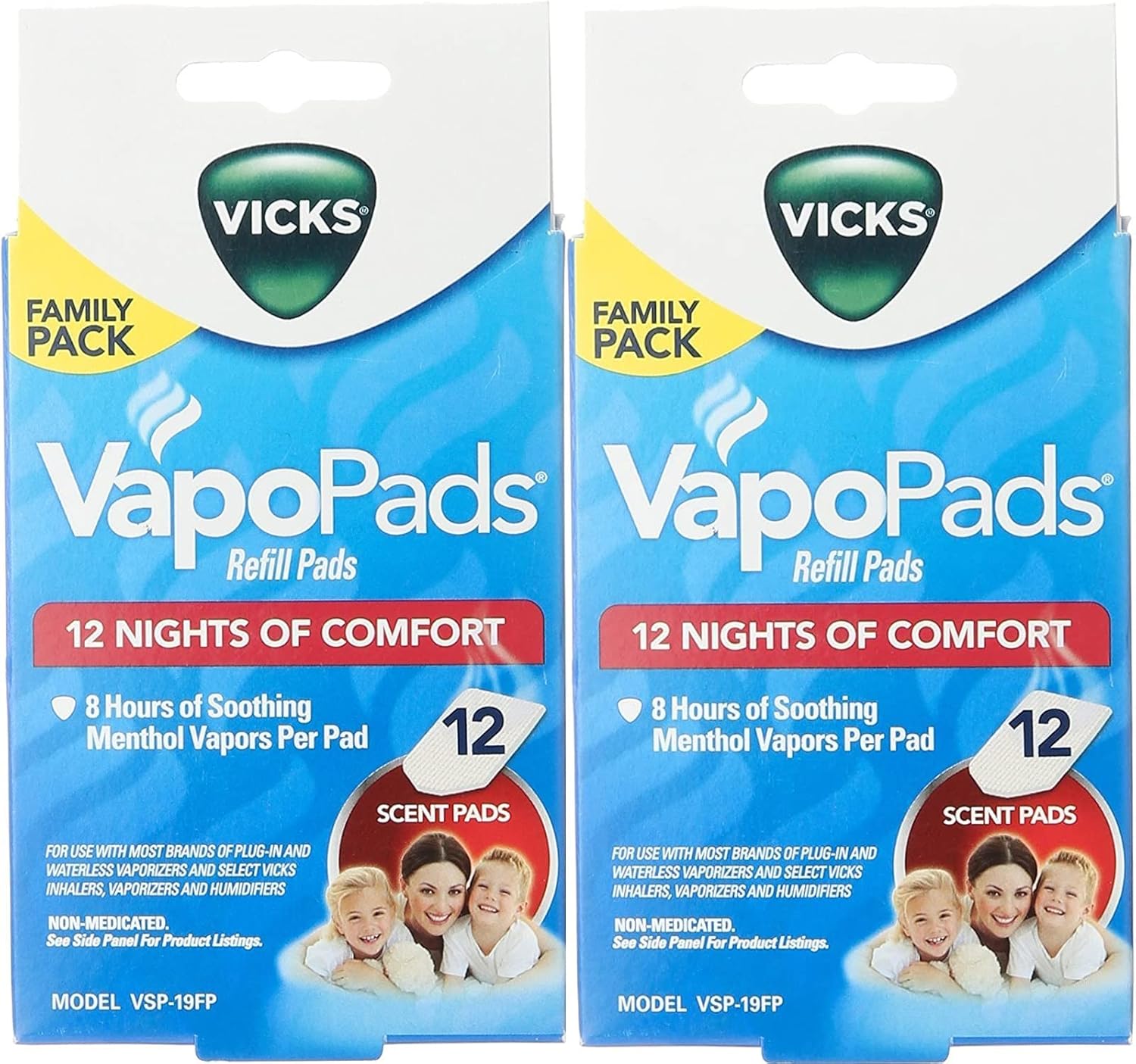 Vicks Vapo Pad Family Pack, 12 Count (Pack of 2)