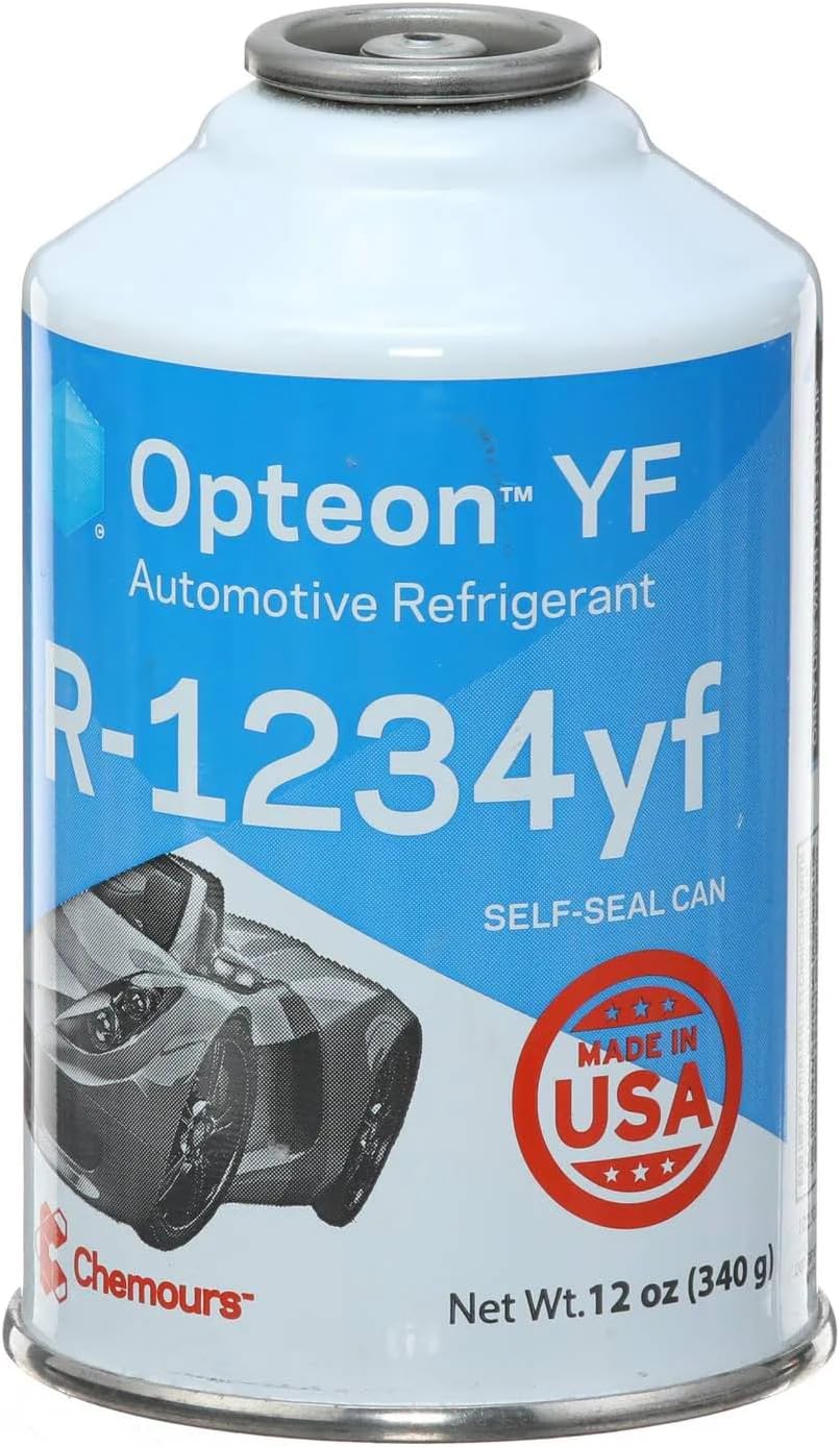 Opteon YF R-1234yf Refrigerant, 12 oz Self-Sealing Valve,