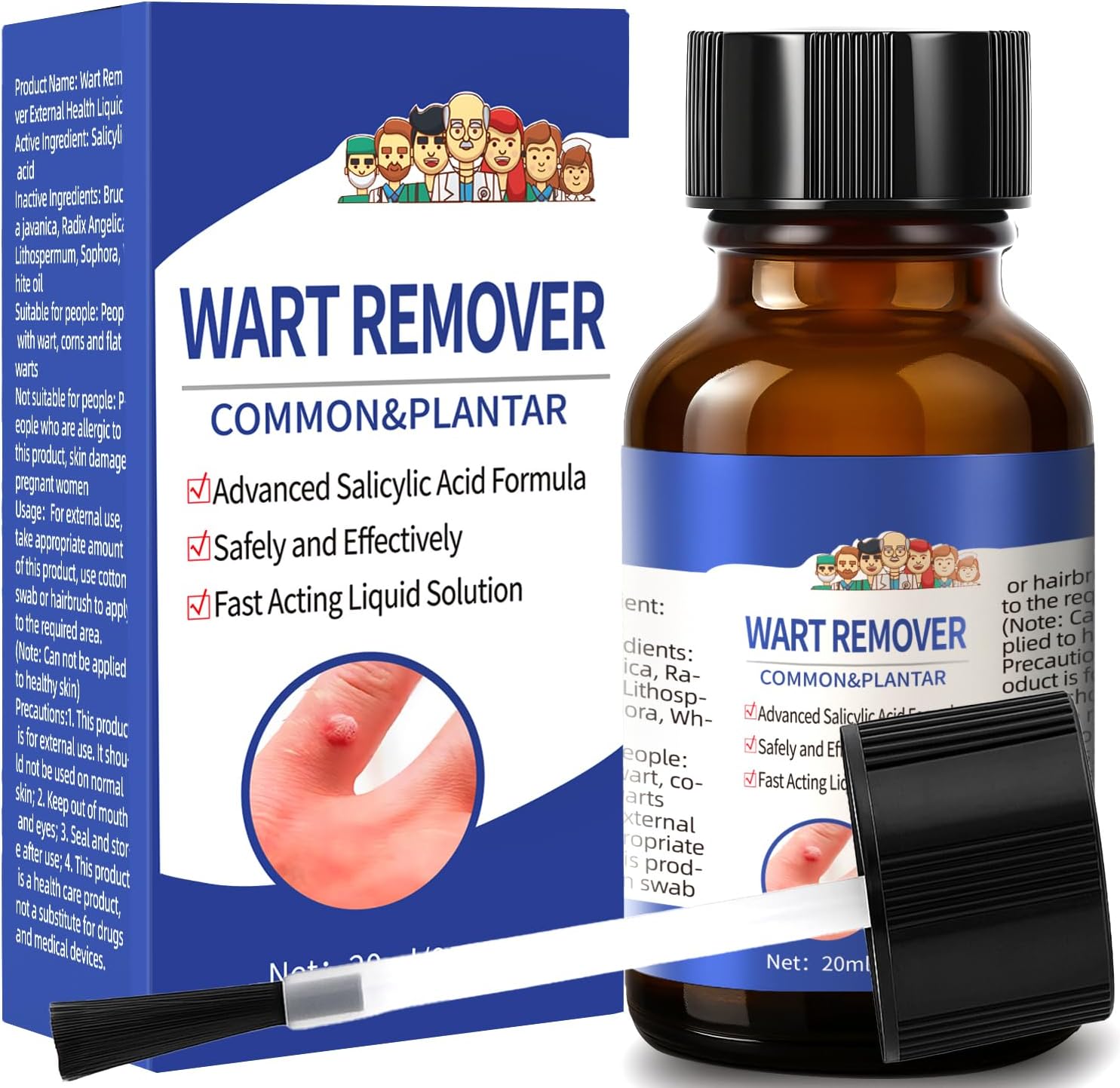 Fast-Acting Salicylic Acid Wart Remover Freeze Off with Natural Herbal Extract, Genital, Common Warts & Plantar Wart Remover for Hands, Feet, Skin & More