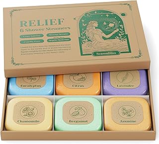 Shower Steamers, 6 Pack Set Shower Bombs Tablets in Presents Box with 6 Fragrances with Shea Butter for Self-Care & Relaxation, Personal Care and Birthday Presents