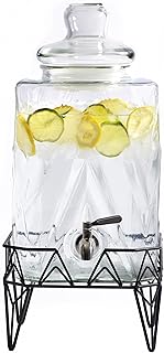 Glacial Ice Design Glass Beverage Dispenser with SS Spigot and Stand - 2.5 Gal