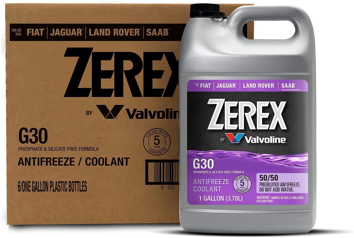 Zerex G30 Phosphate and Silicate Free 50/50 Prediluted Ready-to-Use Antifreeze/Coolant 1 GA, Case of 6