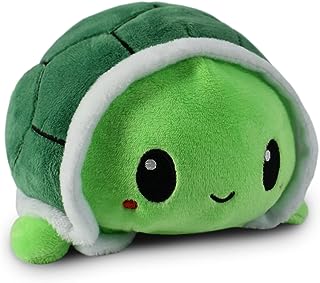 TeeTurtle - The Original Reversible Turtle Plushie - Green - Cute Sensory Fidget Stuffed Animals That Show Your Mood 4 inch