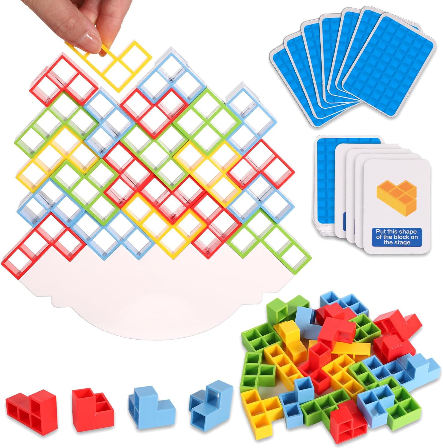 32pcs Tower Balance Stacking Blocks Game, Balance Blocks Stacking Game Set Board Games for Kids and Adults Board Games for 2 Players Home Games Parties Travel