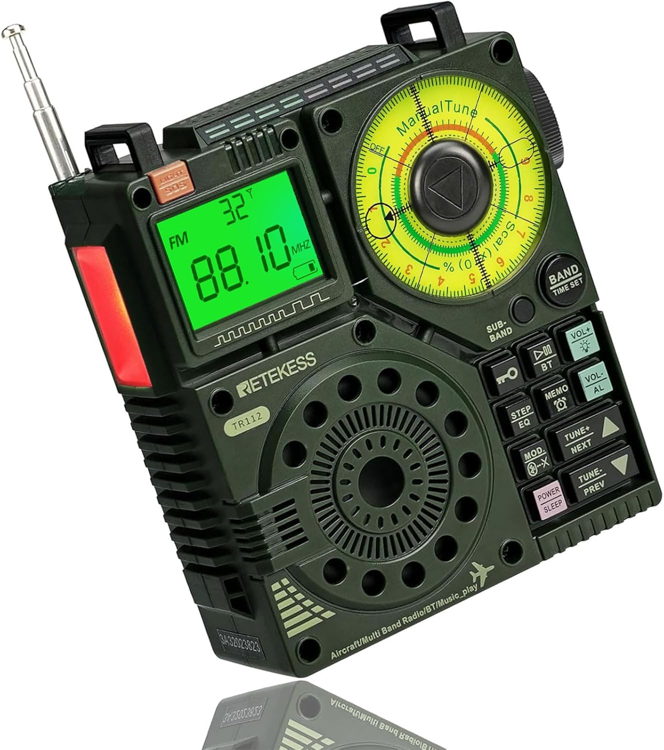 Retekess TR112 Shortwave Radio,FM VHF SW AIR Band Portable Pocket Radio,Supporting APP Control,Rechargeable,Bass Stereo SOS Alarm,TF/MP3,Suitable for Enthusiasts