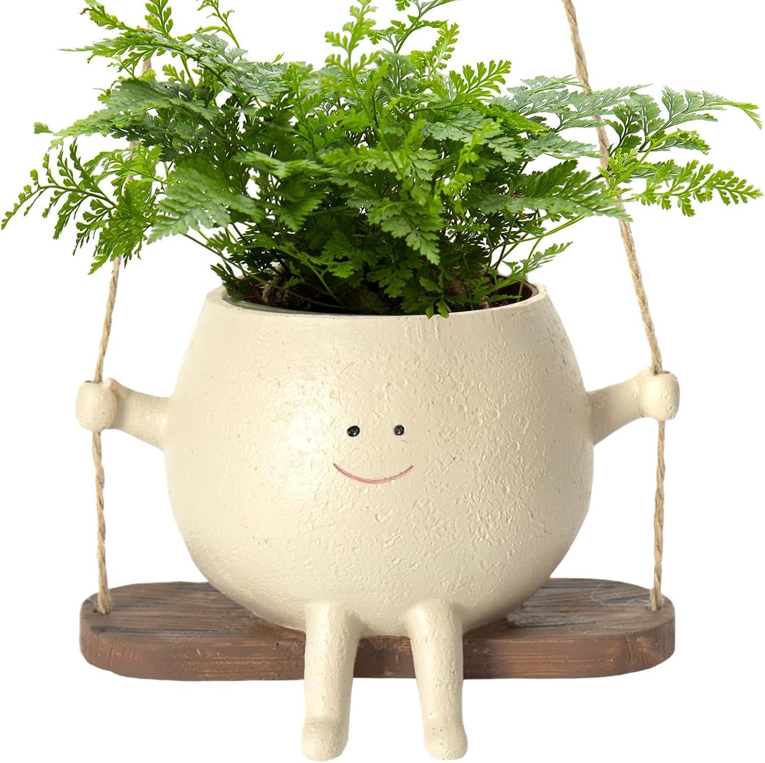 Cute face Planter Swing, face pots Head, Hanging Plant Holder Unique Plant pots for Planter, Smile Face Resin Flower Pot Decor, Mom