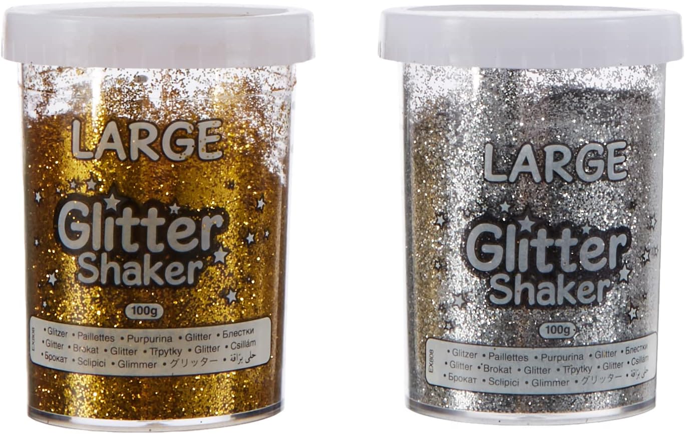 Baker Ross - EX808 Glitter Shaker, 100g, Gold & Silver 2 Pack