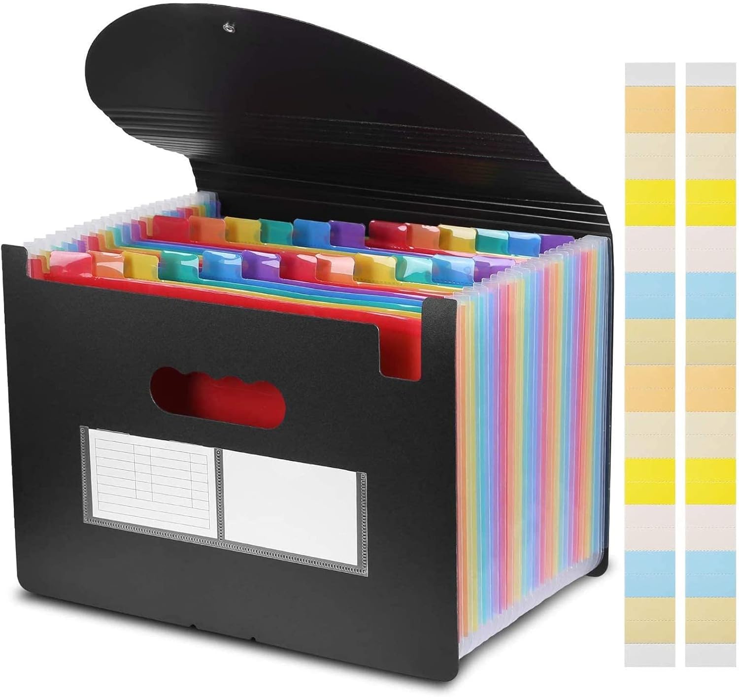 File Organisers, Supmaker 24 Pockets Expanding File Folder, A4 Size Accordion Folder Expandable File Organiser with Lid, Rainbow Document Organiser for Filing Folders and Storage Files