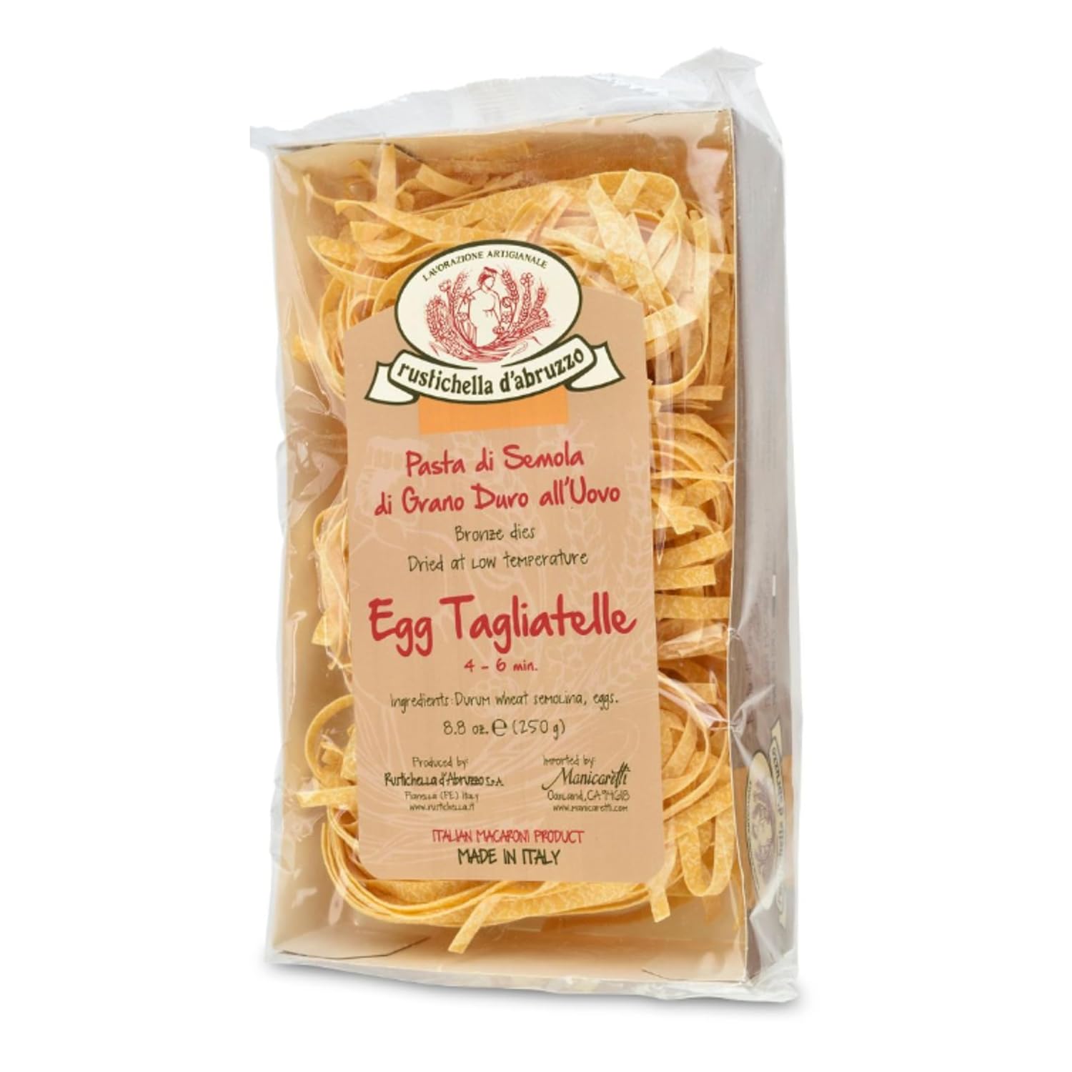 Rustichella d'Abruzzo Egg Tagliatelle - 250g Traditional Egg Pasta - Authentic Italian Taste - Perfect for Bolognese & Cream Sauces