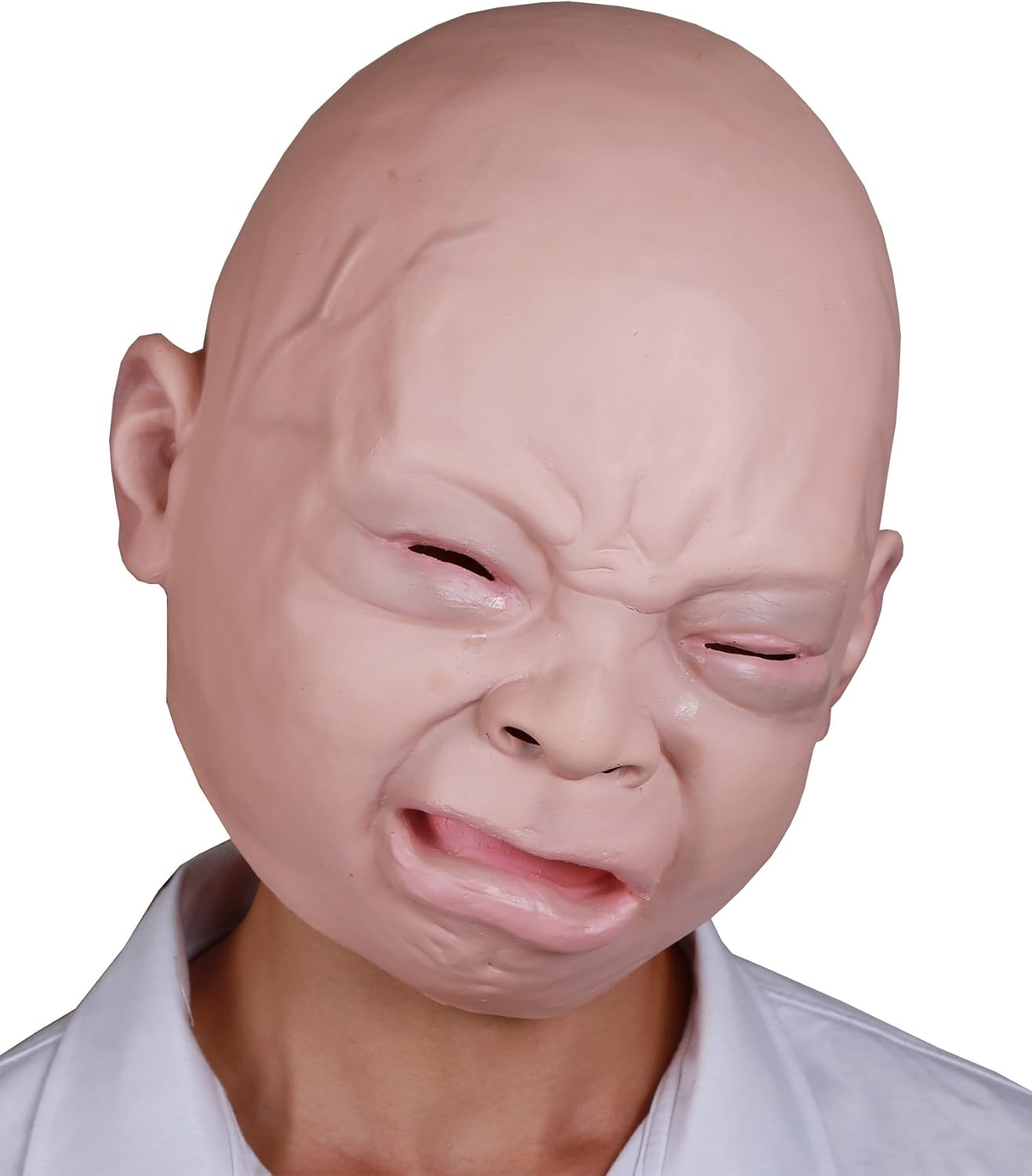 LarpGears Halloween Costume Party Baby Mask Full Head for Adults Latex Cry Baby Mask