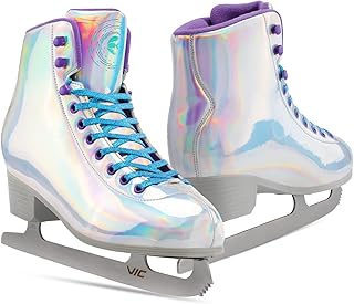 FEETCITY Ice Skates for Women Girls Lace-Up Adult Figure Skate with Skate Guards Ice Hockey Skates Indoor/Outdoor