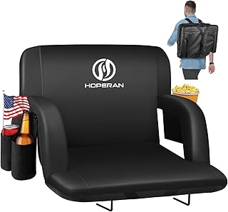 HOPERAN Stadium Seats for Bleachers with Back Support, Half-fold Portable Bleacher Chairs with Back and Cushion, 600D Waterproof Reclining Extra Wide Bleacher Seat for Outdoor Sports