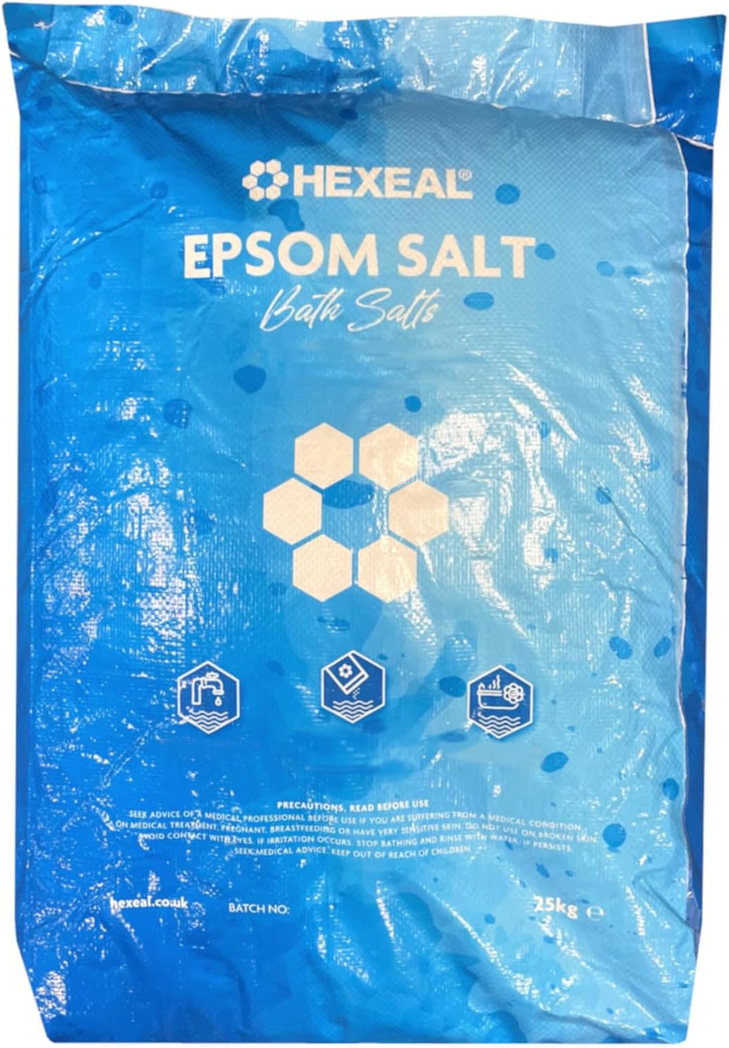 Hexeal Epsom Salt 25kg – 25kg Bag of Food Grade Magnesium Sulphate for Bathing, Gardening & Household Use – Suitable for Personal Care, Soil Enrichment, and More