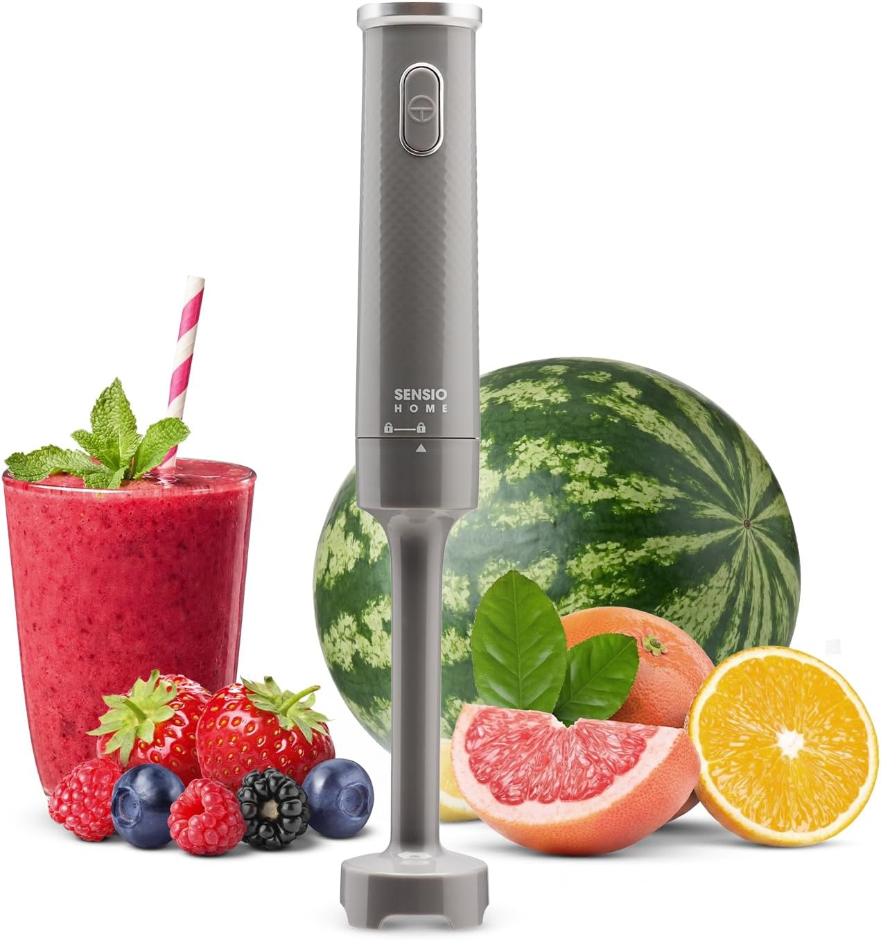 Sensio Home Hand Blender Cool Grey 200W Stick Immersion Blender Food Processor Handheld Electric with Stainless Steel Blade Great for Soups, Baby Food, Sauce, Smoothies