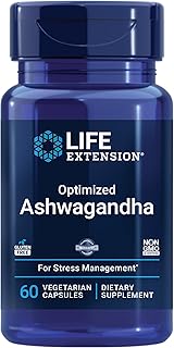 Life Extension Optimized Ashwagandha - Stress management supplement for a healthy stress response, focus, memory, stress relief - vegetarian, gluten-free, non-GMO, 60 capsules