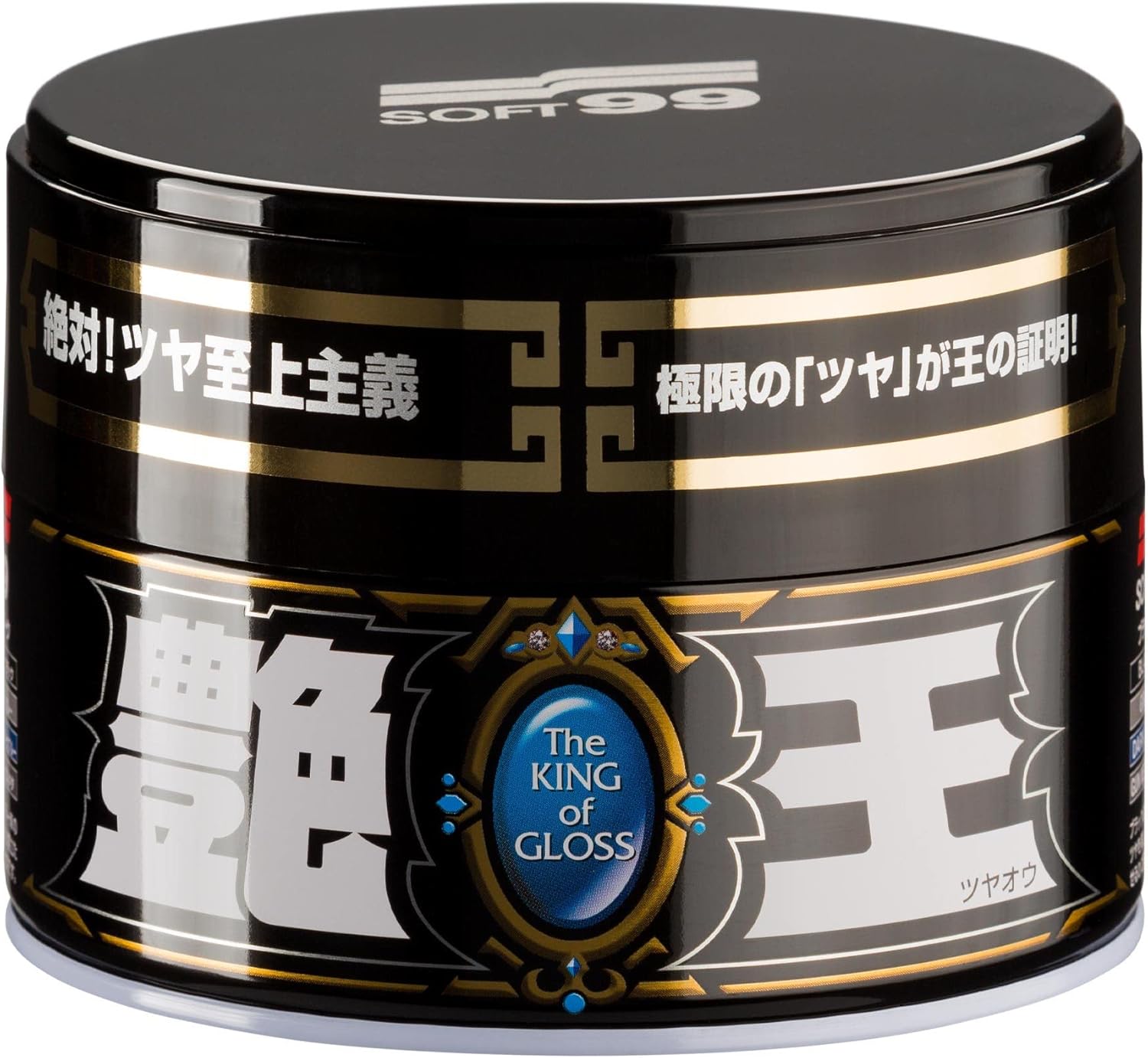 SOFT99 The King Of Gloss Dark 300g - Hard Car Wax Polish - Durable Synthetic Paintwork Protection and Hydrophobicity - Maximise the Gloss and Shine - Kit with an Applicator Pad