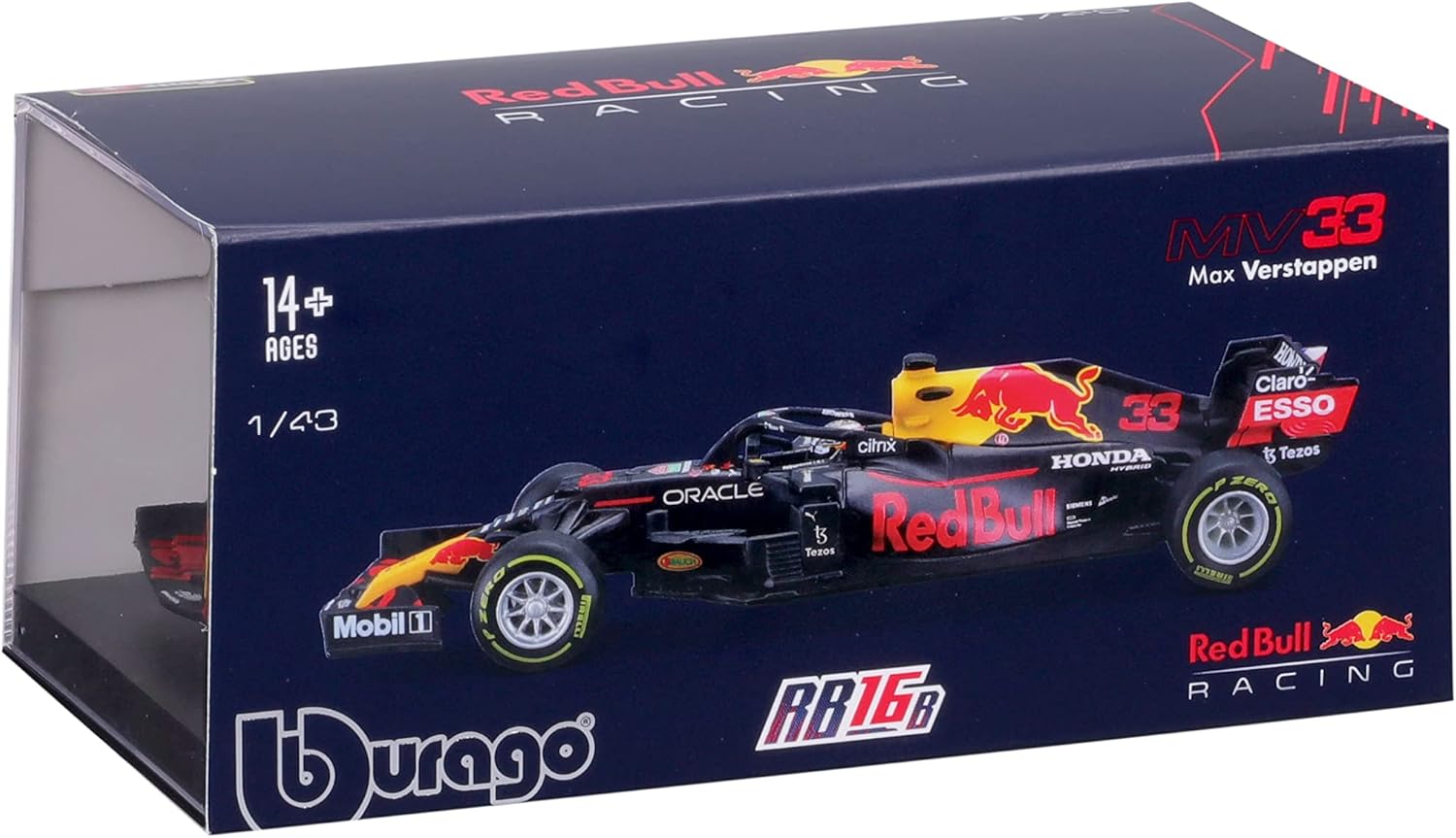 Bburago RedBull Racing RB16B Verstappen #33 Formula1 2021 Collection Car 1:43 Scale