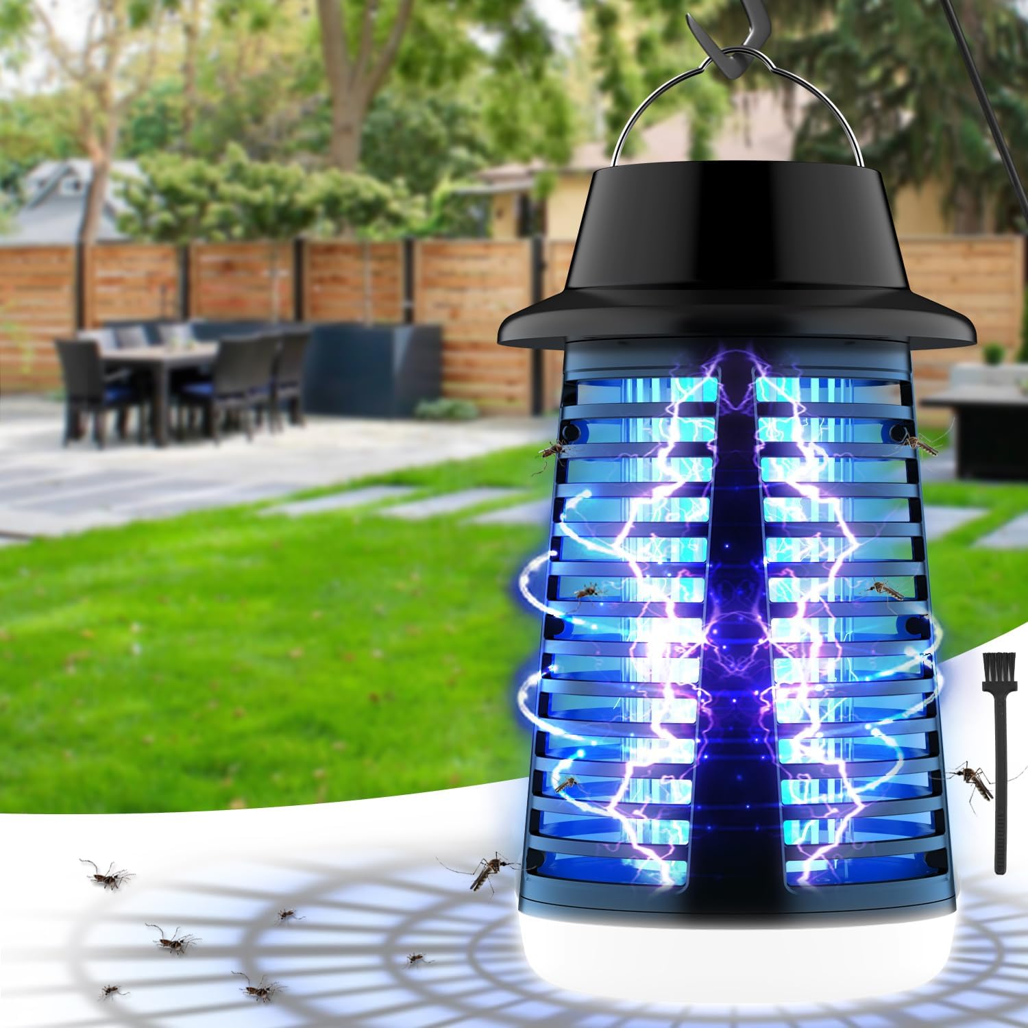 Bug Zapper Outdoor, Fly Zapper Indoor, Mosquito Zapper with LED Light - 4200V Electric Fly Trap with 5.9ft Cable, Flying Insect Killer, Mosquito Repellent Outdoor Patio and Backyard, Home, Camping