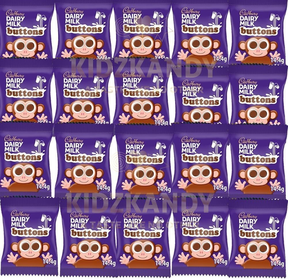 20 x Milk Buttons Chocolate Treatsize Bags 14g - Milk Chocolate Buttons Button Shaped Bites Creamy chocolate Party Filler Bags For Kids Boys & Girls