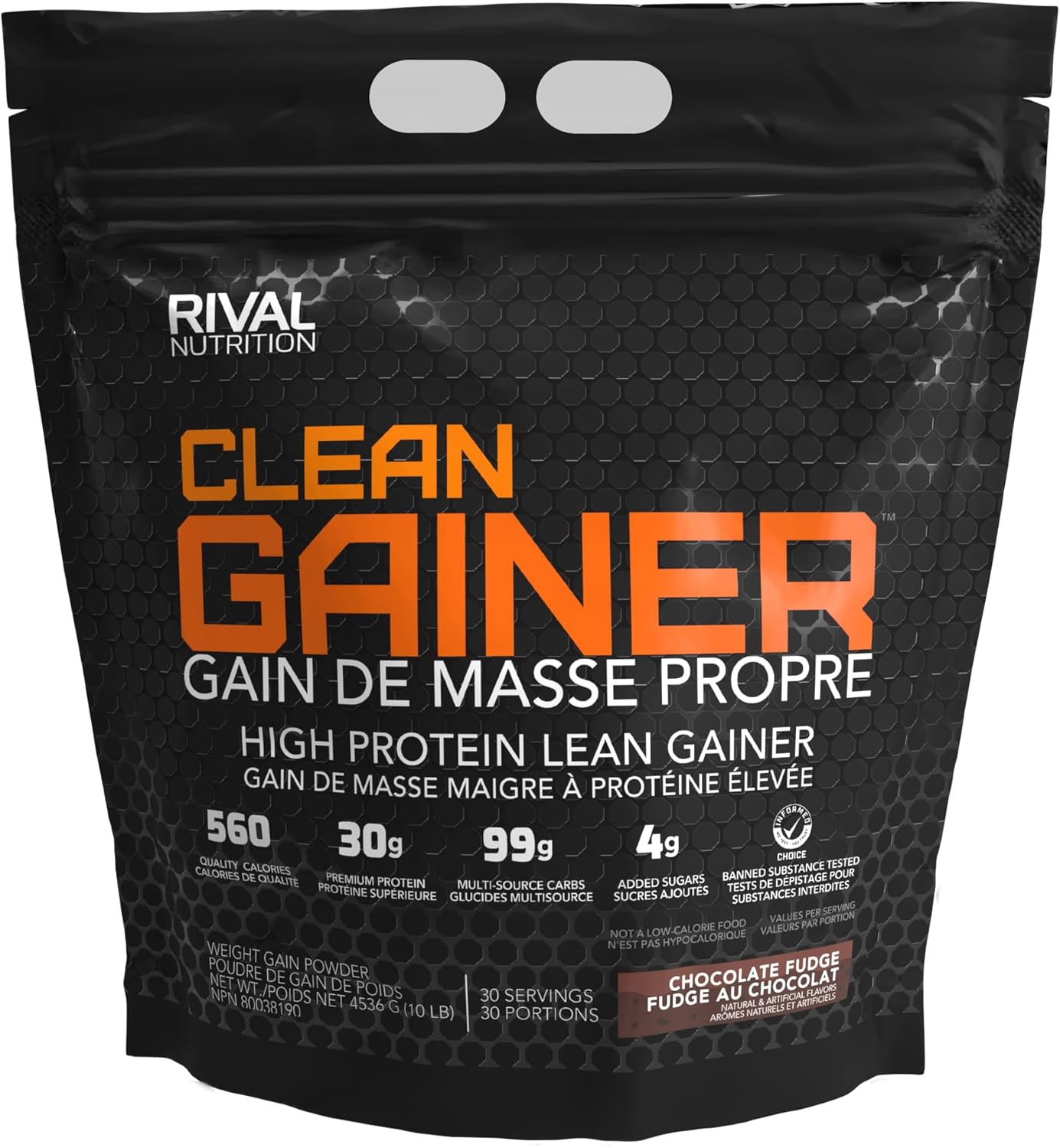 Rivalus Clean Gainer - Chocolate Fudge 10 Pound - Delicious Lean Mass Gainer with Premium Dairy Proteins, Complex Carbohydrates, and Quality Lipids, No Banned Substances, Made in USA