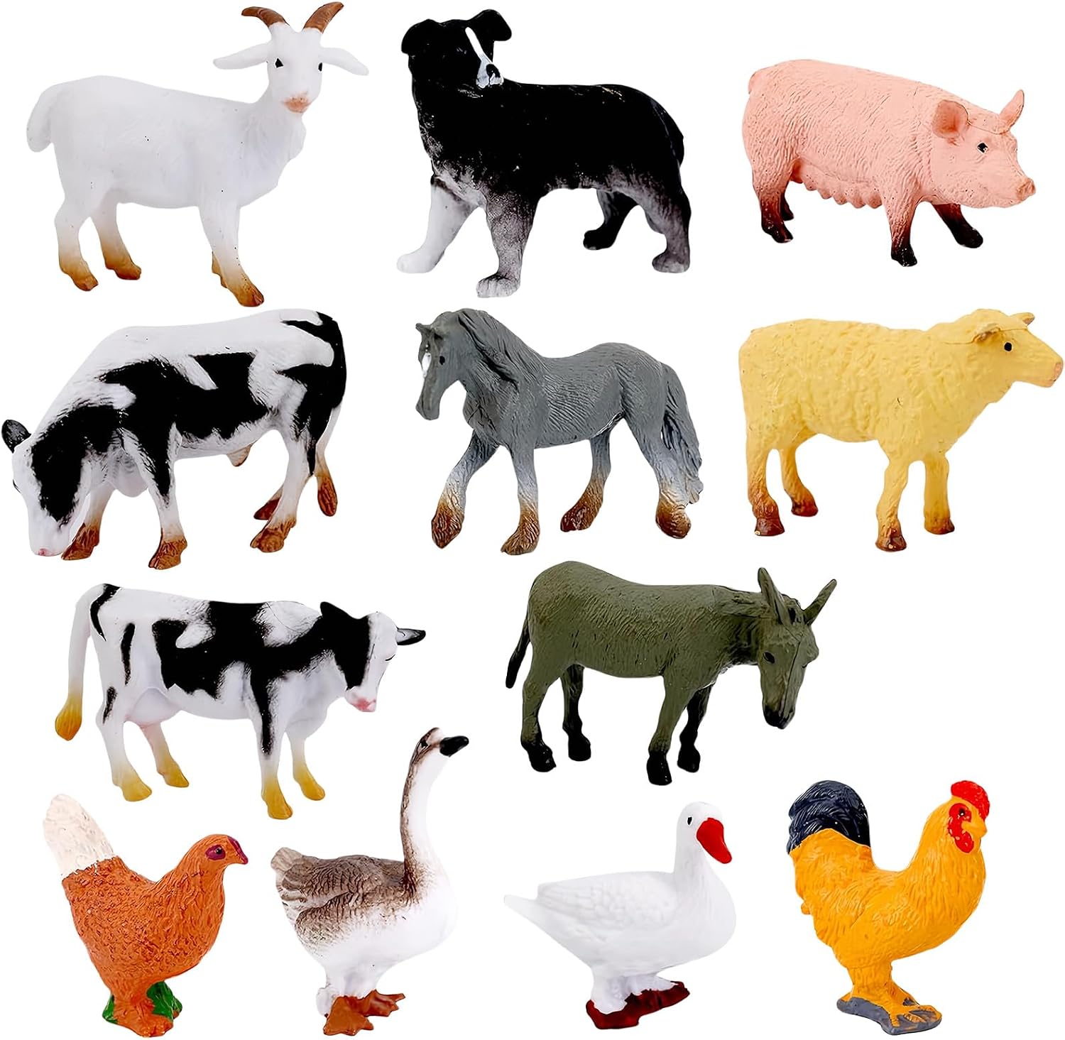 12 Pcs Farm Animal Toys, Animals Toys For Kids Animal Figures For Toddlers, Realistic Mini Toy Farm Animals For 2 Year Olds Childs Farm Kit For Toddlers Learning Kids Toddlers