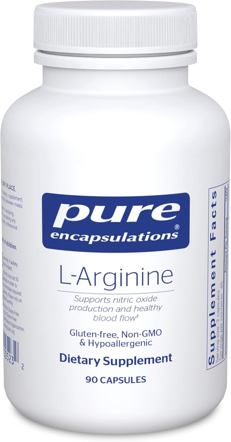 Pure Encapsulations L-Arginine - 1,400 mg - Support Nitric Oxide Production - Heart Health & Blood Flow - Gluten Free & Non-GMO - 90 Capsules