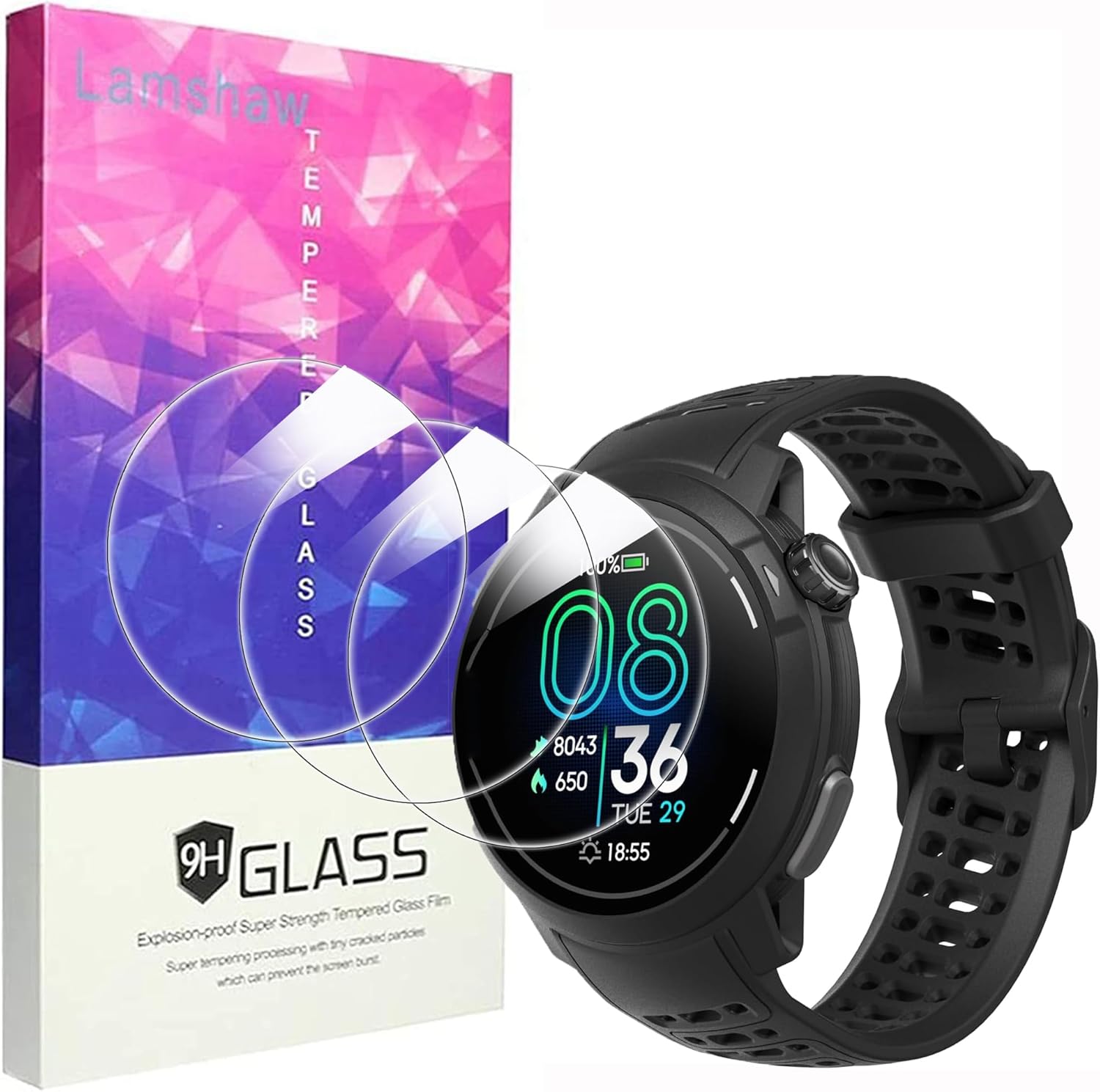 Compatible for COROS PACE Pro Screen Protector, [3 Pack] 9H Tempered Glass Screen Protector Film Compatible for COROS PACE Pro Sport Watch (3 Pack)