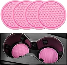 SINGARO Car Cup Coaster, 4PCS Universal Non-Slip Cup Holders Embedded in Ornaments Coaster, Car Interior Accessories, Pink