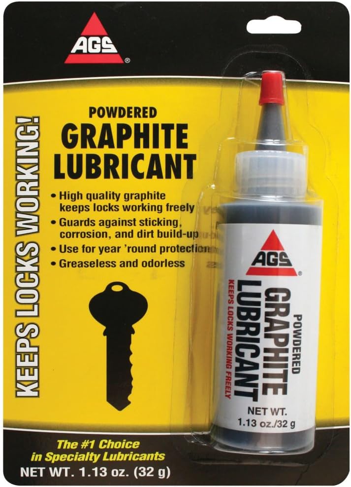 AGS Automotive Solutions Powdered Graphite Lubricant, Greaseless, Odorless - 1.13 ounces, 32 grams, Dry Graphite Lubrication, Ideal for Trigger Mechanisms, Fishing Reels, and more