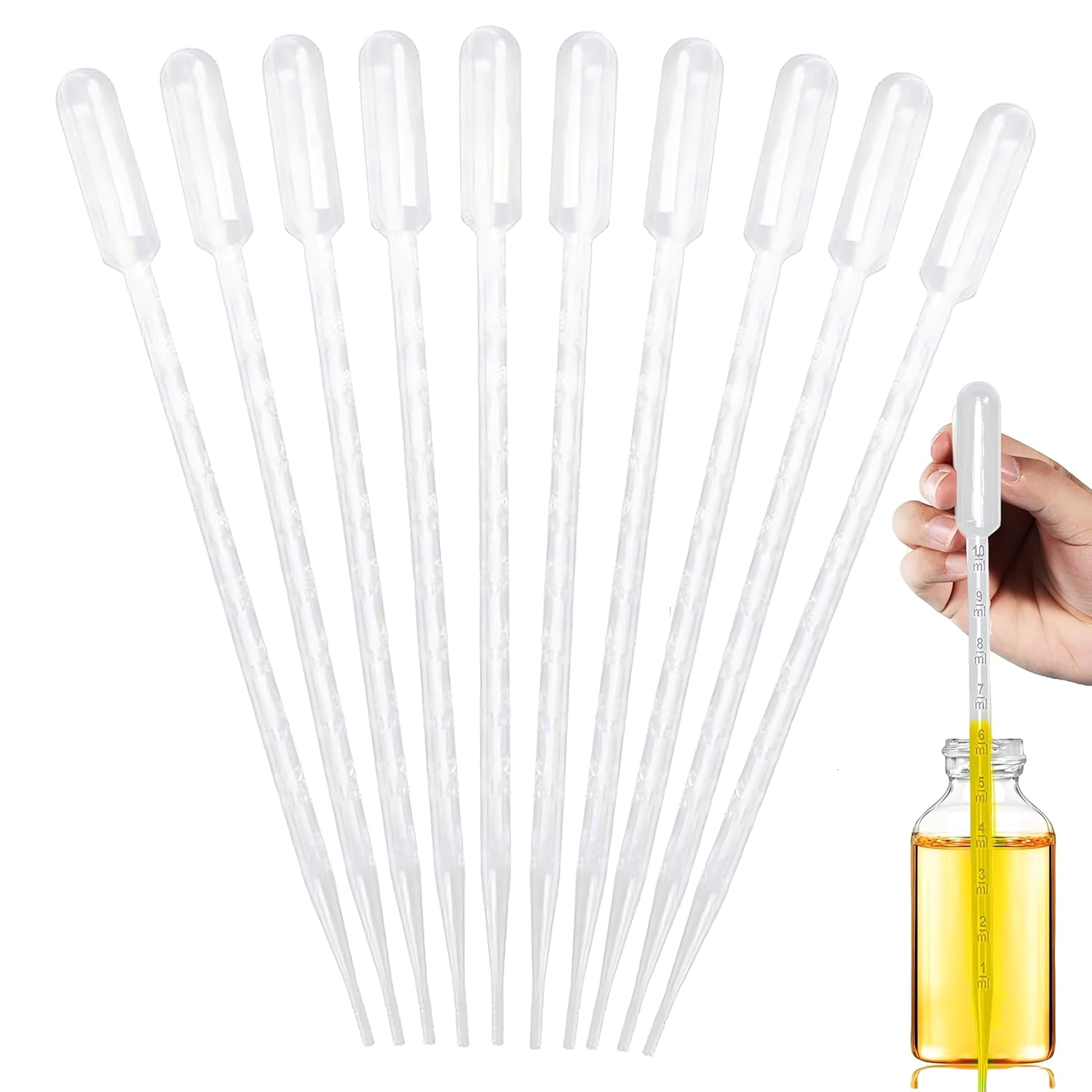 10 Pcs Pipette Dropper Plastic,10ML Pipette Dropper,Graduated Transparent Plastic Transfer Pippets Dropper,Measuring Plastic Pipettes for Transfering Essential, Oils, Perfume, Paints, Lab