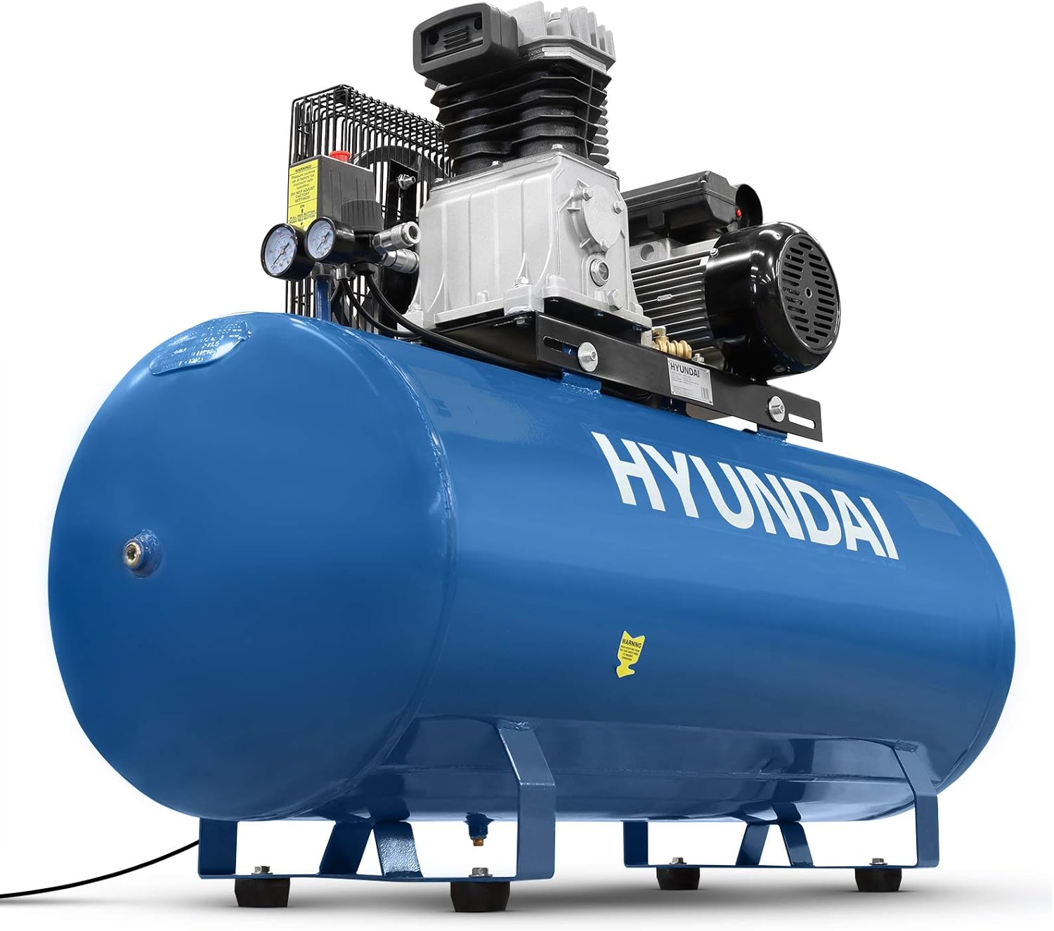Hyundai 200 Litre Belt Drive Electric Air Compressor with 145PSI, 14CFM, 230v 3hp Motor Single-Phase Compressor 2.2kw/2200w & 2 Year Warranty