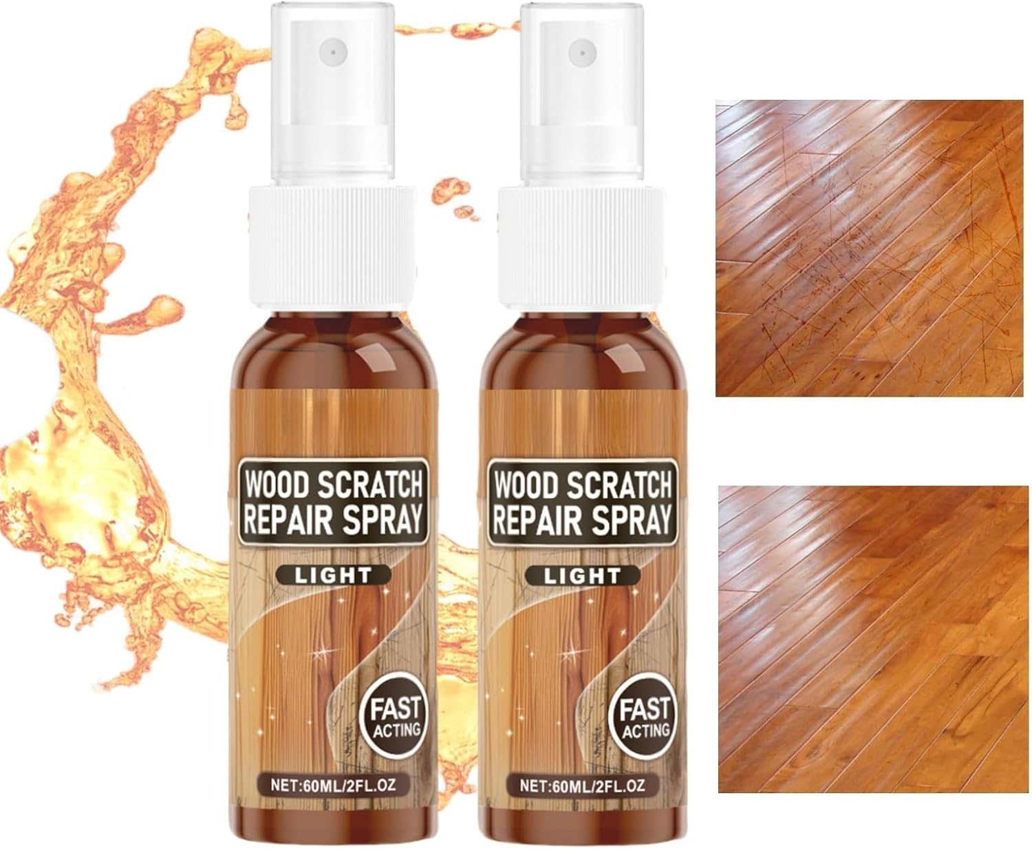 2PCS Wood Scratch Repair Spray,Wood Scratch Cover,Wooden Scratch Remover Spray,Furniture Scr-atch Floor Repair Kit,Furniture Re-Pair,Flo-or Cleaner Liquid,Wo-od Floor Polish,Wo-od Polish Furn-iture