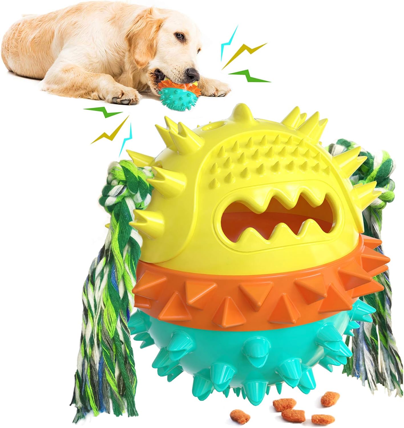 Carllg Dog Toys for Aggressive Chewers, Treat Dispensing Dog Toys, Durable Puzzle Balls Puppy Chew Toys for Teething, Dog Enrichment Toys for Medium and Large Breed