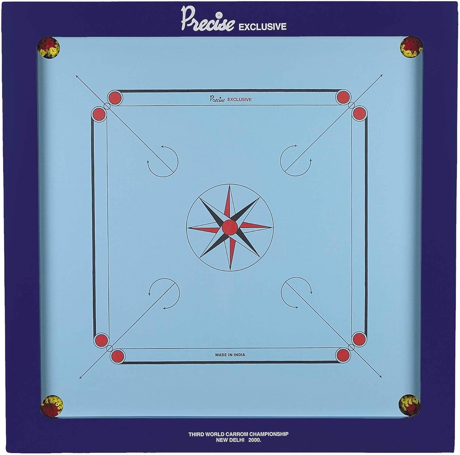 Precise Exclusive-20mm Carrom Board with Coins, Striker, and Powder by Tabakh