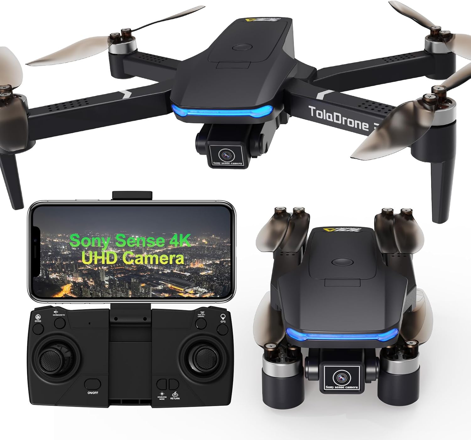 Toladrone GPS Drone with Camera 4K UHD, Real-time Transmission, Drones for Adults with Brushless Motor, Follow Me, Auto Return, Drone for Beginners TD31GPS