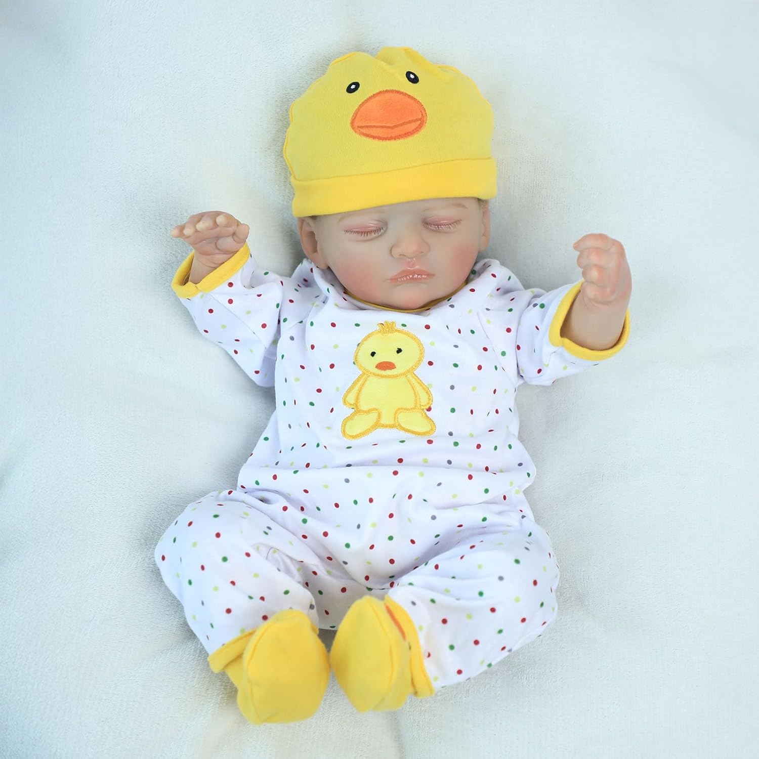 22 Inch Realistic Reborn Baby Girl, Lifelike Handmade Vinyl Doll with Weighted Soft Body, Babies That Look Real, Advanced Painted Gift Set for Children Age 3+