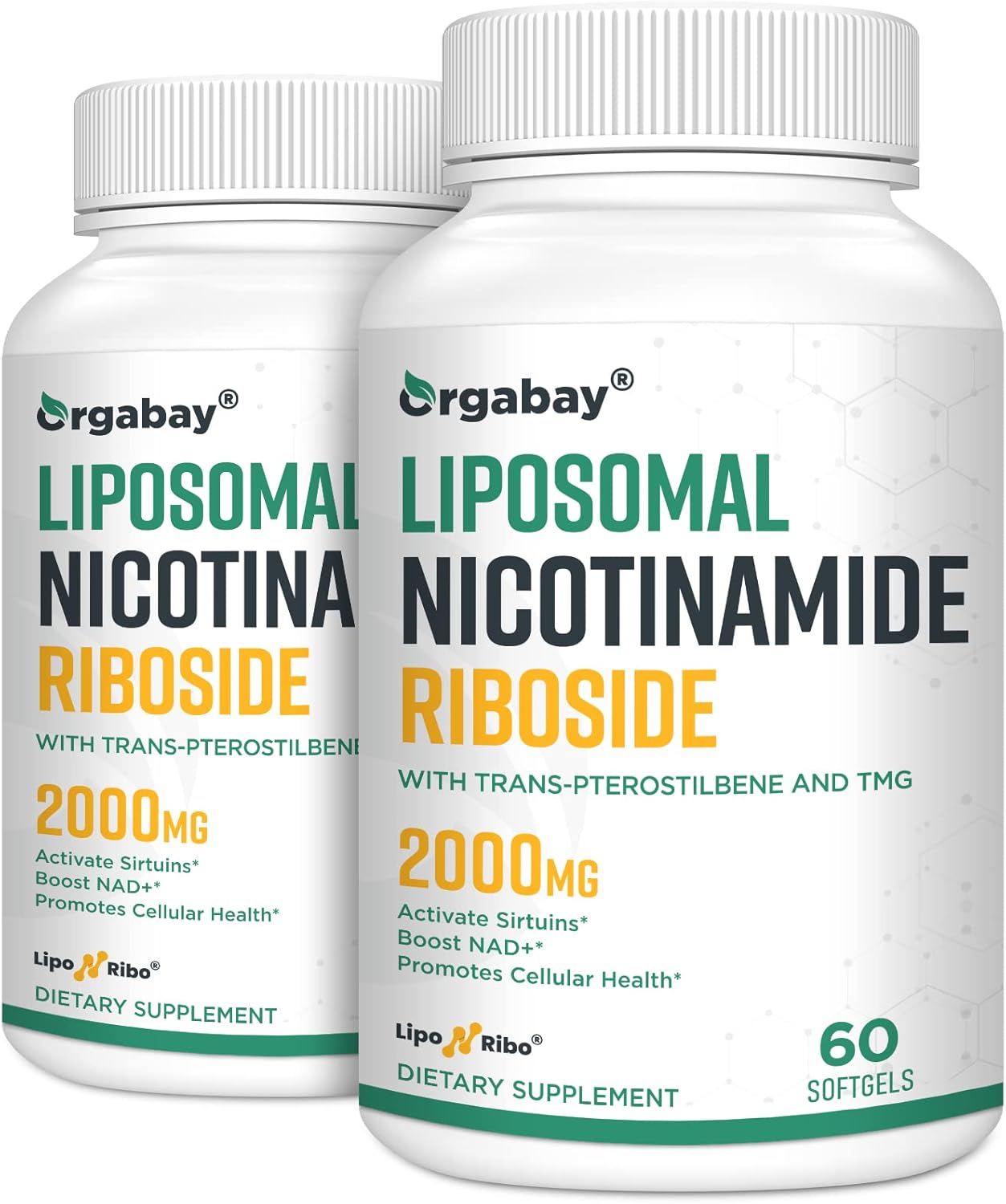 Orgabay Liposomal Nicotinamide Riboside 2000 MG with TMG and Pterostilbene, Boosting NAD+, Support Healthy Aging, 120 Count