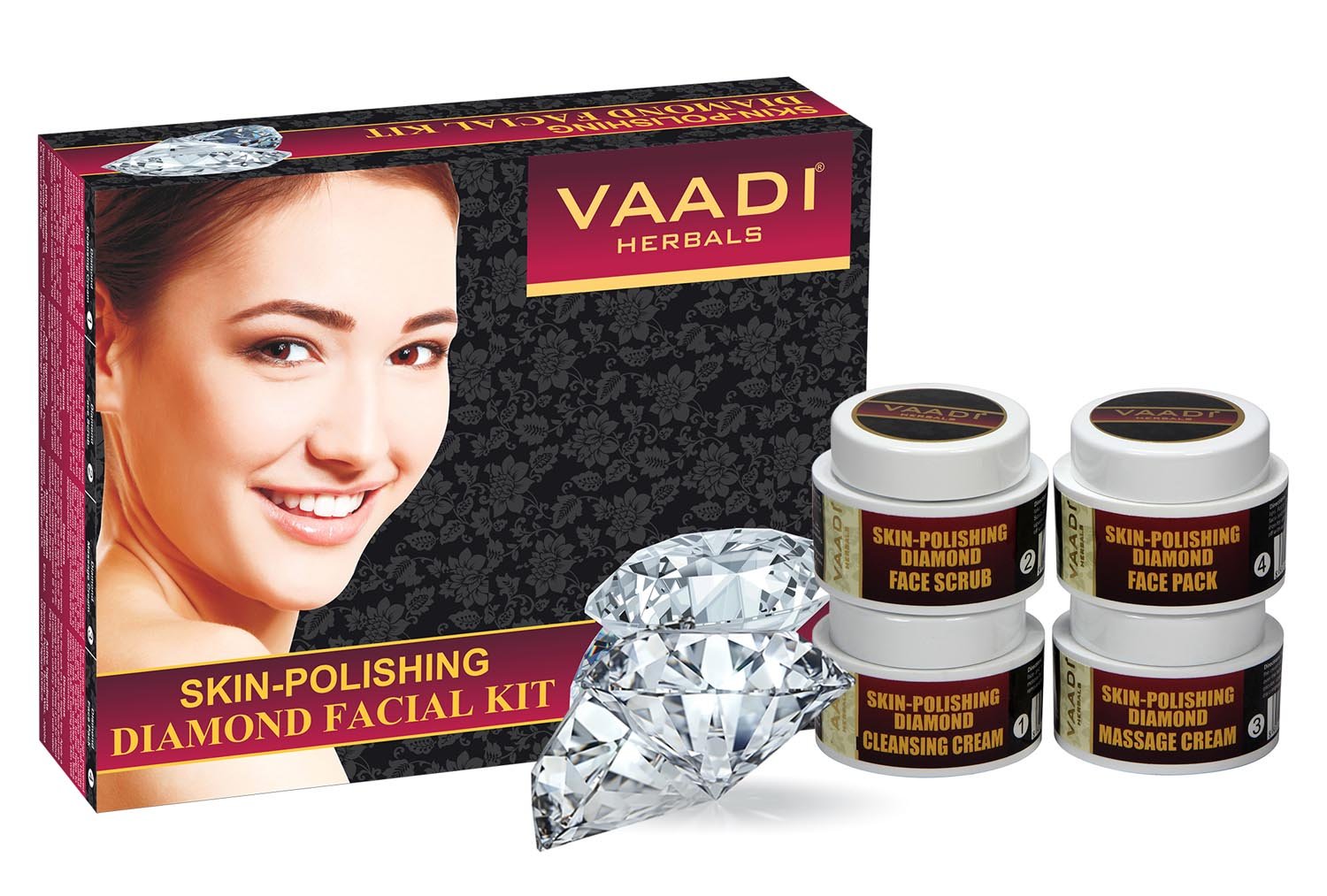 Facial Kit - Skin-polishing Diamond Facial Kit - ★ ALL Natural - ★ Suitable for All Skin Types and Both for Men and Women - ★ 70 Grams - Vaadi Herbals