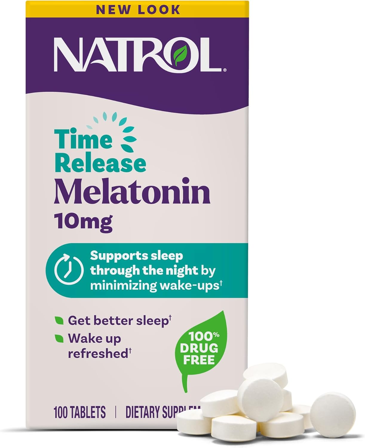 Natrol Melatonin 10mg Tablets, Advanced Sleep Dietary Supplement for Restful Sleep, 100 Melatonin Time Release Tablets, 100 Servings