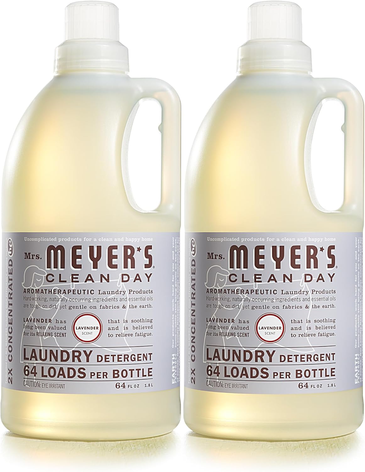 MRS. MEYER'S CLEAN DAY Liquid Laundry Detergent, Cruelty Free and Biodegradable Formula, Lavender Scent, 64 oz- Pack of 2