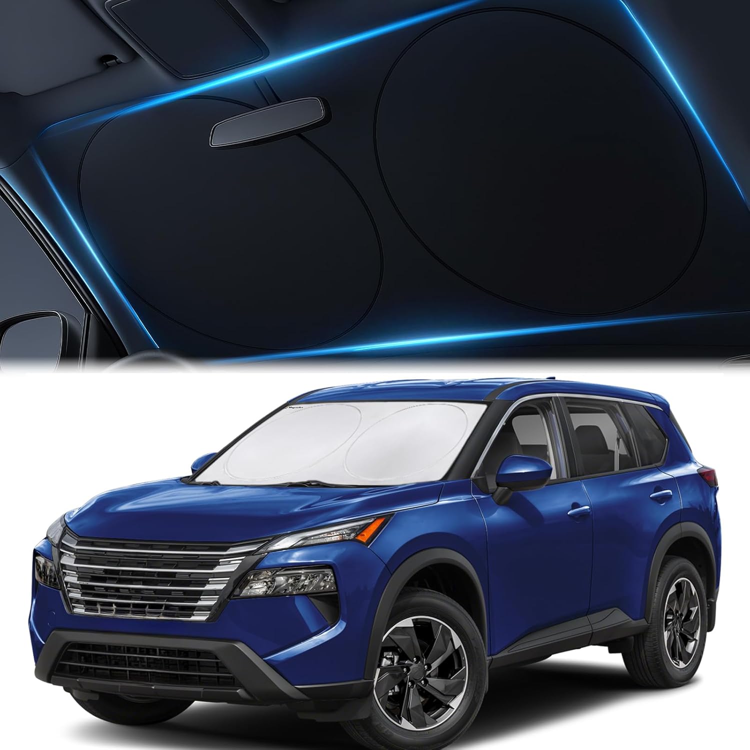 Magnelex Car Windshield Sunshade | Innovative No-Light-Pass Technology for Maximum Protection | Foldable Sun Shade Keeps Your Vehicle Cool | Fit for Cars, Trucks, and SUVs | Medium (59 x 31 in)