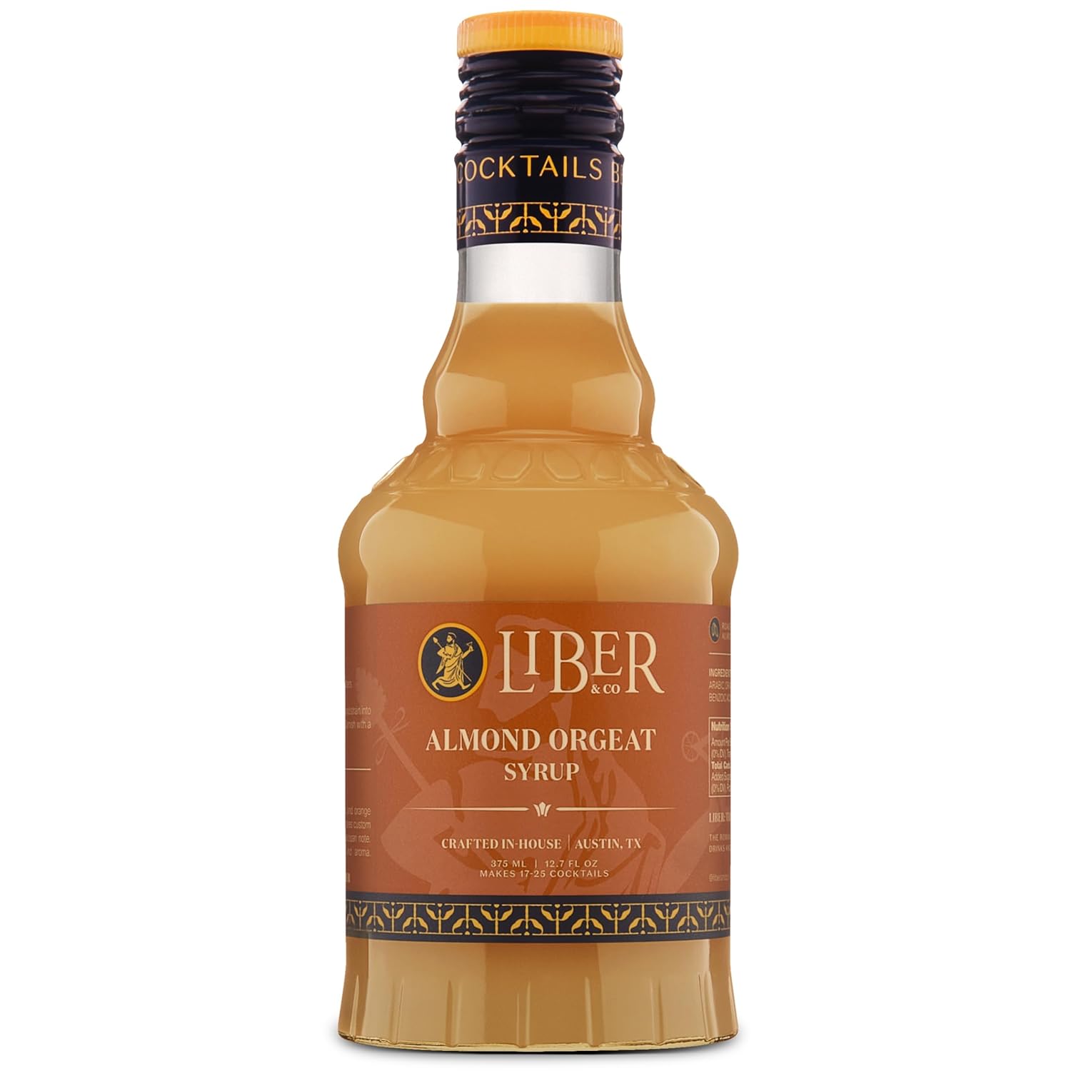 Liber & Co. Almond Orgeat Syrup (12.7 oz) - Craft Cocktail Mixer Made with California Almonds & Orange Blossom Water - Essential for Authentic Mai Tais, Tiki Drinks, and Coffee