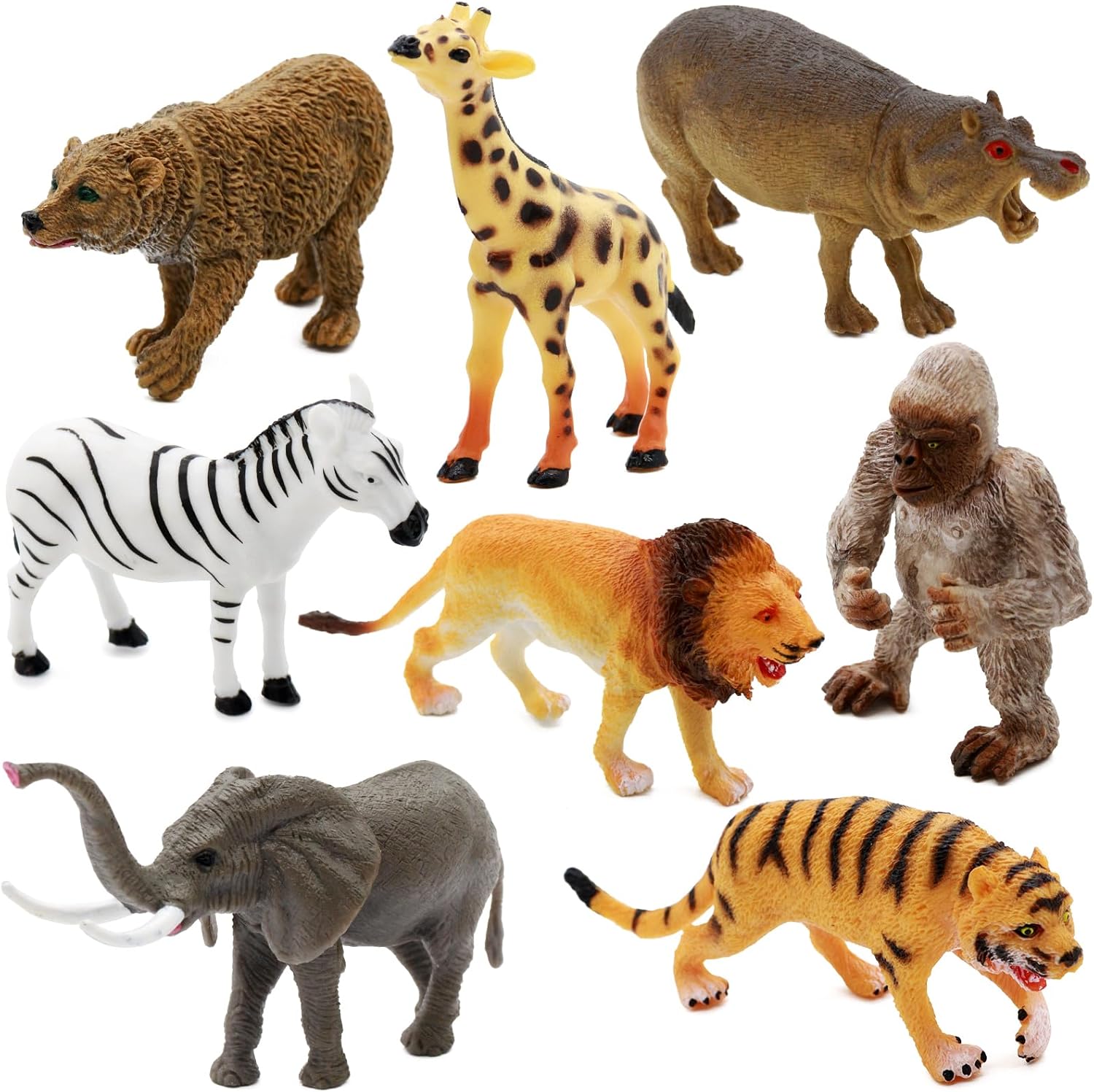 Fun Gift Toddler Zoo Animals Games Toys for Kids, 8 Piece Plastic Animal Figures, Realistic Toy Set for Include Lion, Elephant, Tiger, Perfect for Education, Gifts for kids 3+ Years Boys Girl