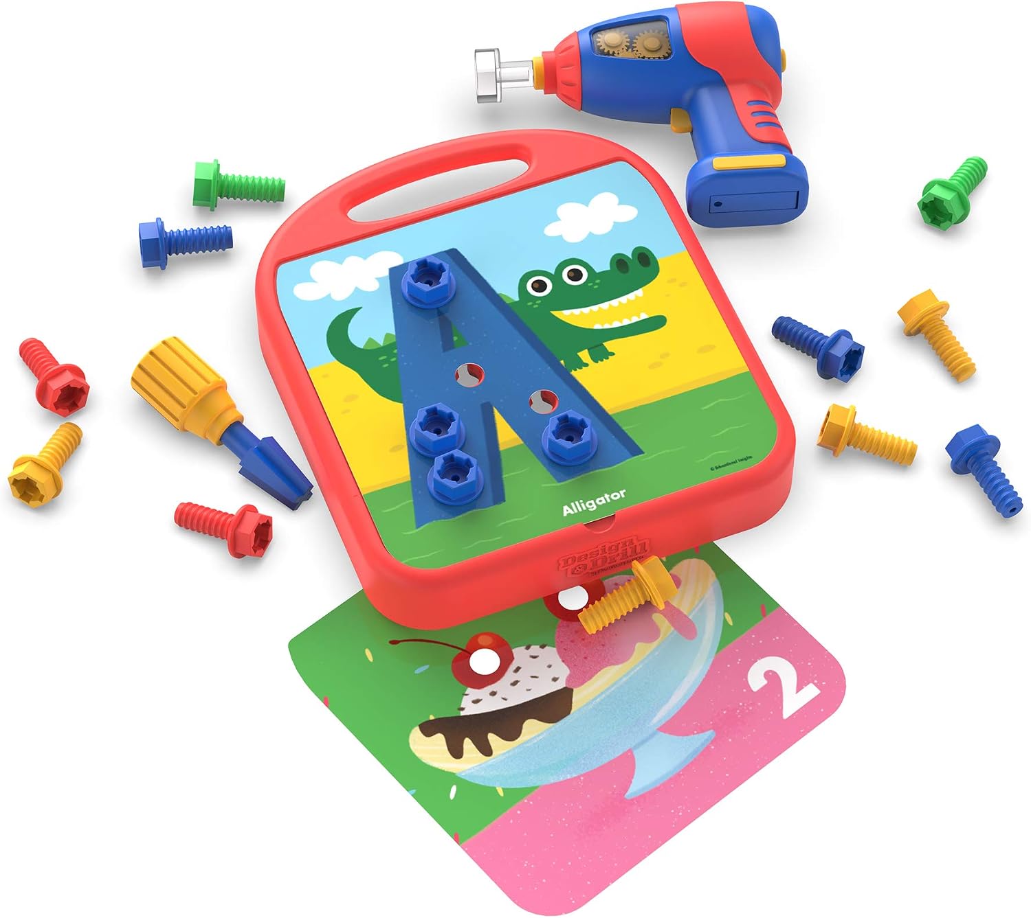 Educational Insights Design & Drill ABCs & 123s - Building Construction Toys for Toddlers, Kids Tool Set with Drill Toy, Preschool Learning Activities, Toddler STEM Toys for 3+ Year Old