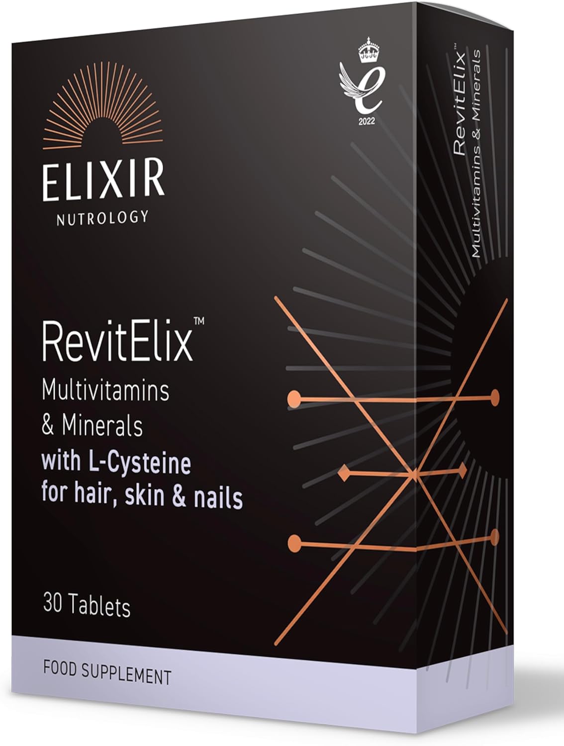 ELIXIR NUTROLOGY RevitElix™ 30 Tablets – Multivitamin for Hair, Skin & Nails with Biotin, Vitamin C, Vitamin E, Zinc & More, Vegetarian Friendly. Made in The UK