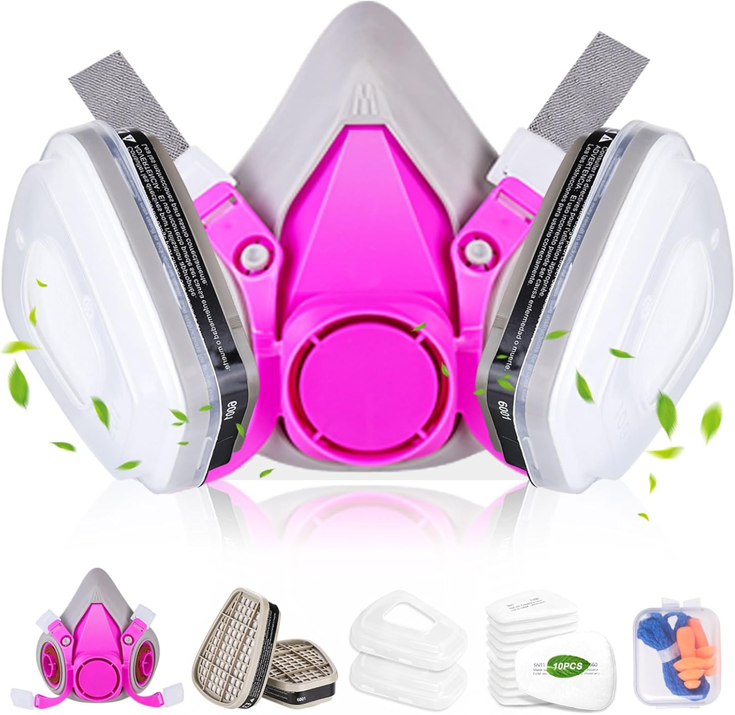 vvuvnem Respirator Mask with Filters, Reusable Respirator Mask for Chemical, Painting, Epoxy Resin, Woodworking