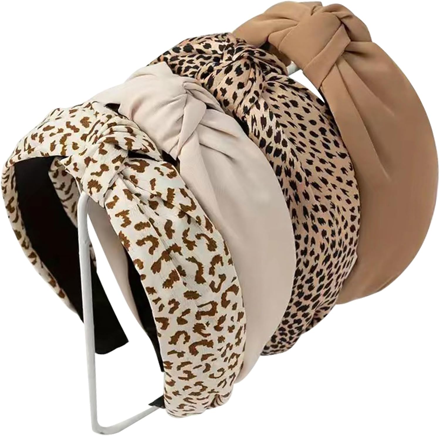 DRESHOW 4 Pack Headbands for Women and Girls Flower Printed Knotted Plastic Head Band Fashion Boho Wide Hairbands Non Slip Hair Accessories