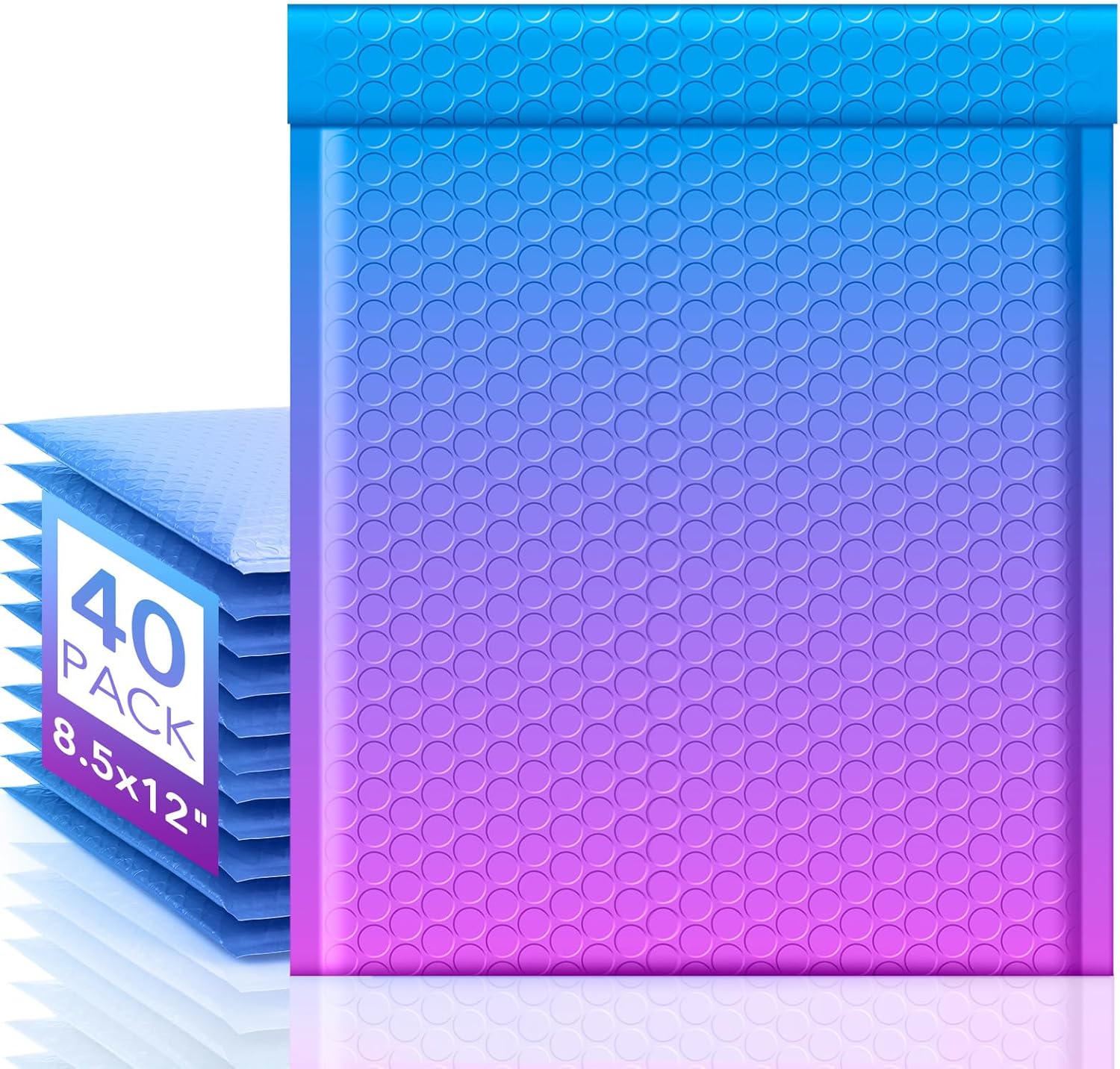 Fuxury Bubble Mailers 8.5x12" 40 Pack Padded Envelopes Usable Size 8.5x11" Thick Mailing Envelopes Bubble Opaque Padded Mailers Shipping Bags for Mailing Jewelry Makeup Small Business #2 BluePurple